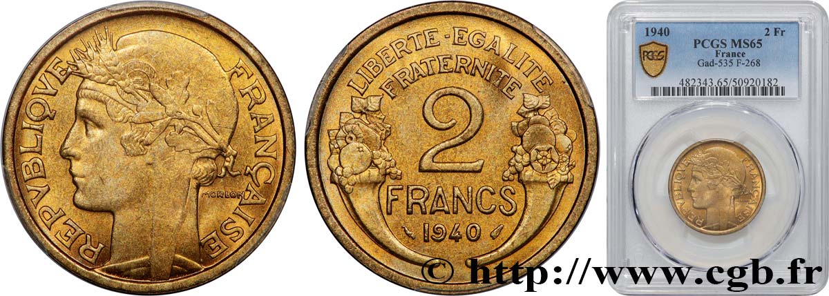 2 francs Morlon 1940  F.268/13 FDC65 PCGS