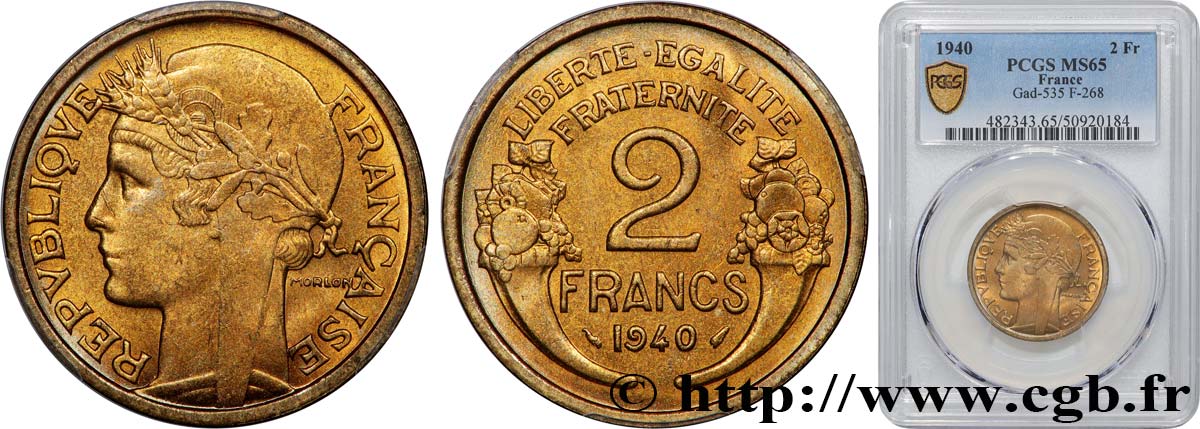 2 francs Morlon 1940  F.268/13 MS65 PCGS