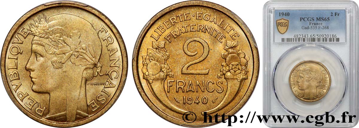 2 francs Morlon 1940  F.268/13 MS65 PCGS