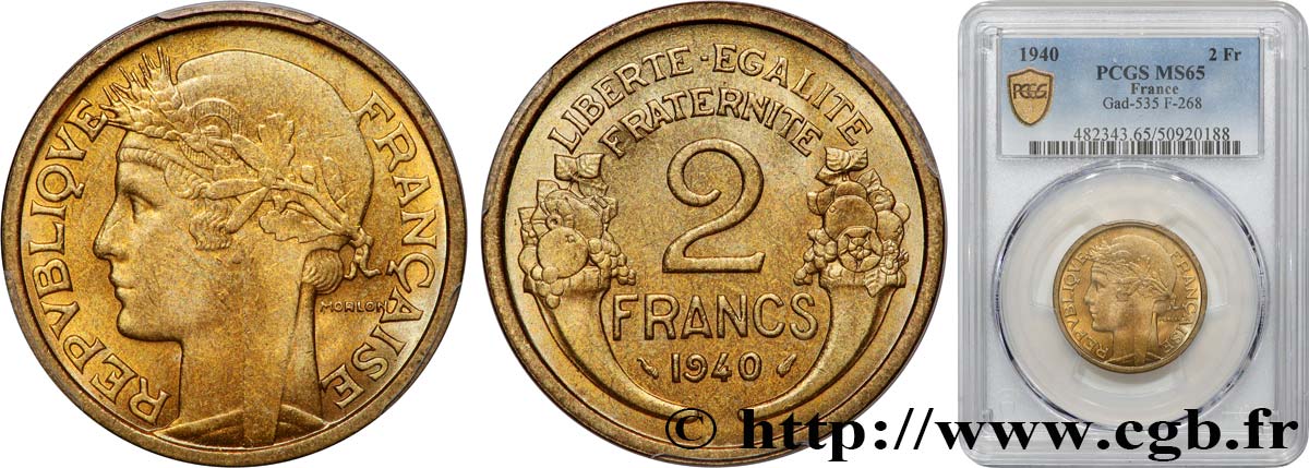 2 francs Morlon 1940  F.268/13 MS65 PCGS