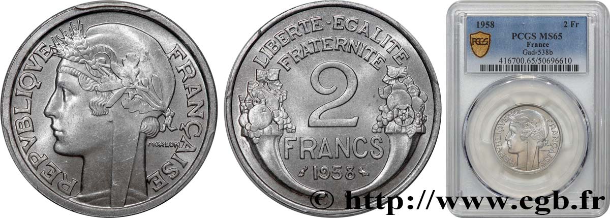 2 francs Morlon, aluminium 1958  F.269/18 FDC65 PCGS