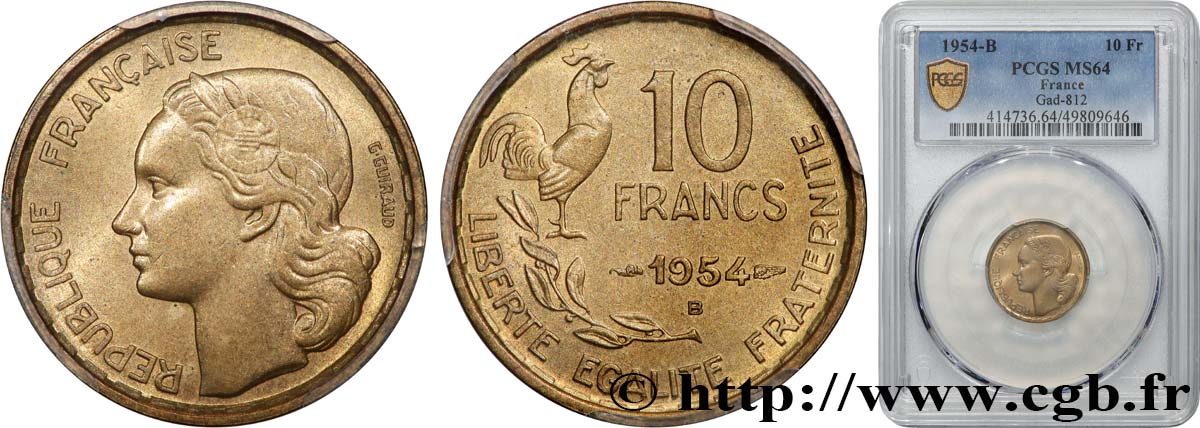 10 francs Guiraud 1954 Beaumont-Le-Roger F.363/11 SPL64 PCGS