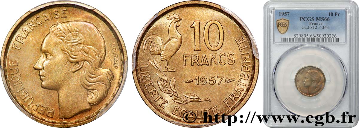 10 francs Guiraud 1957  F.363/13 FDC66 PCGS