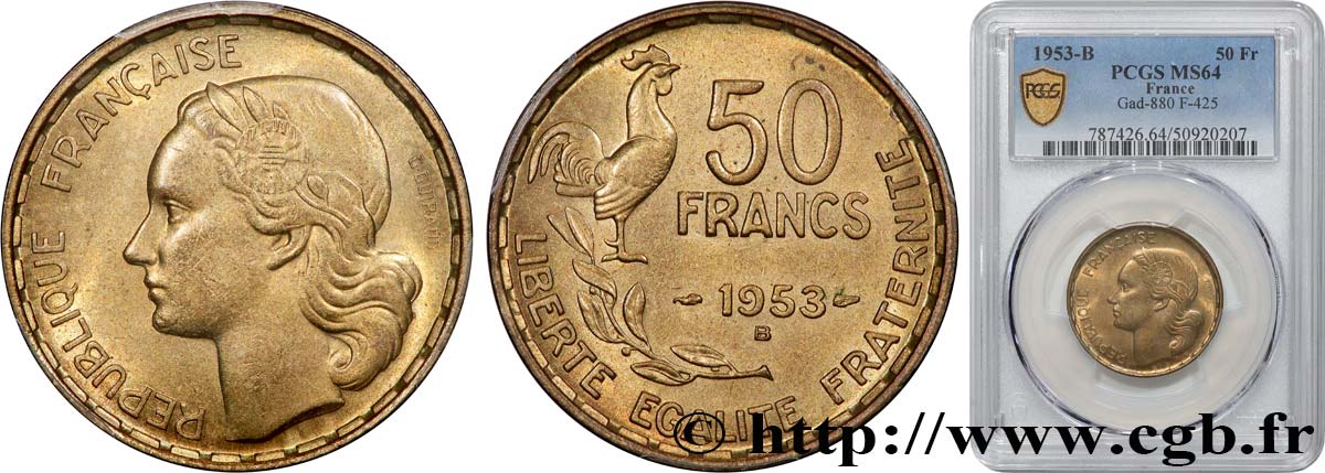 50 francs Guiraud 1953 Beaumont-le-Roger F.425/11 MS64 PCGS