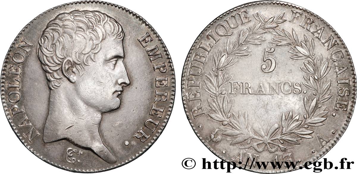 5 francs Napoléon Empereur, Calendrier révolutionnaire 1805 Paris F.303/2 AU 