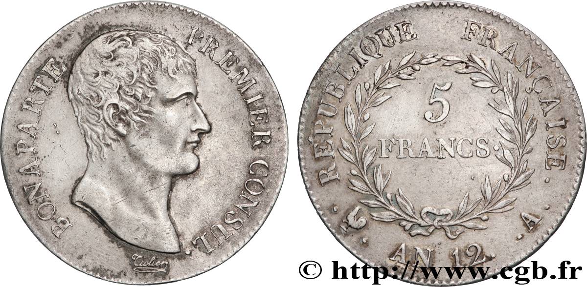 5 francs Bonaparte Premier Consul 1804 Paris F.301/9 XF 