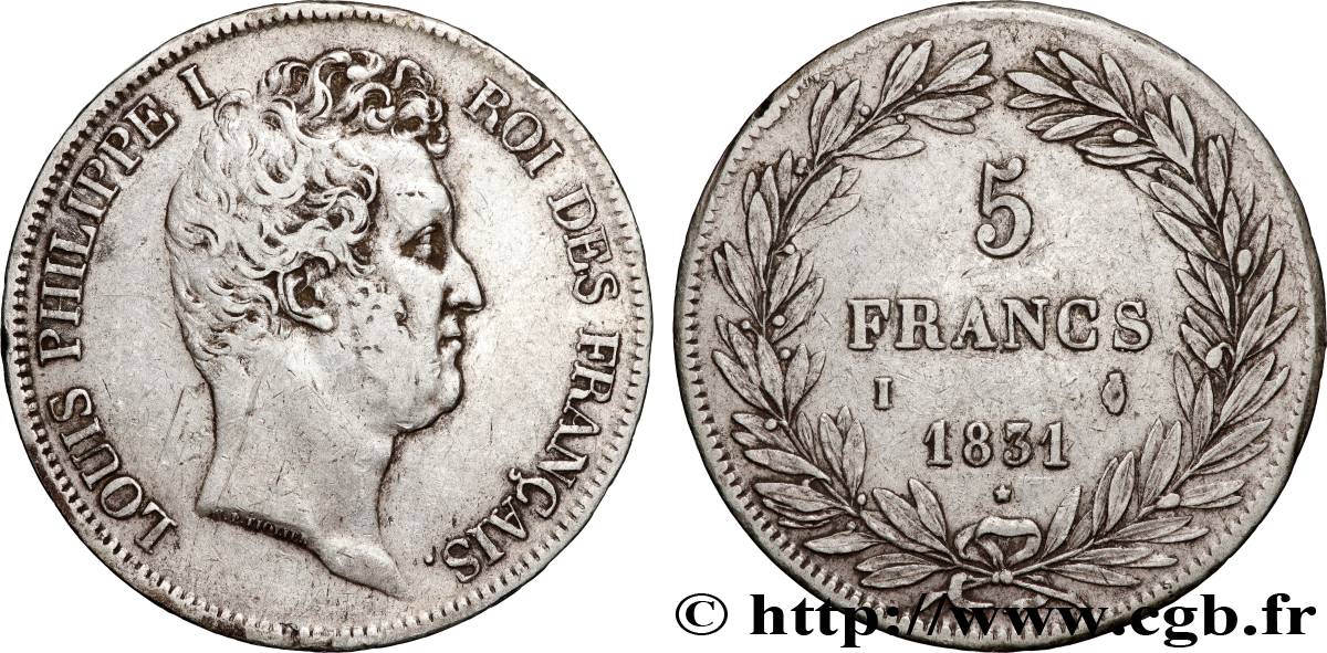 5 francs type Tiolier avec le I, tranche en creux 1831 Limoges F.315/19 VF 