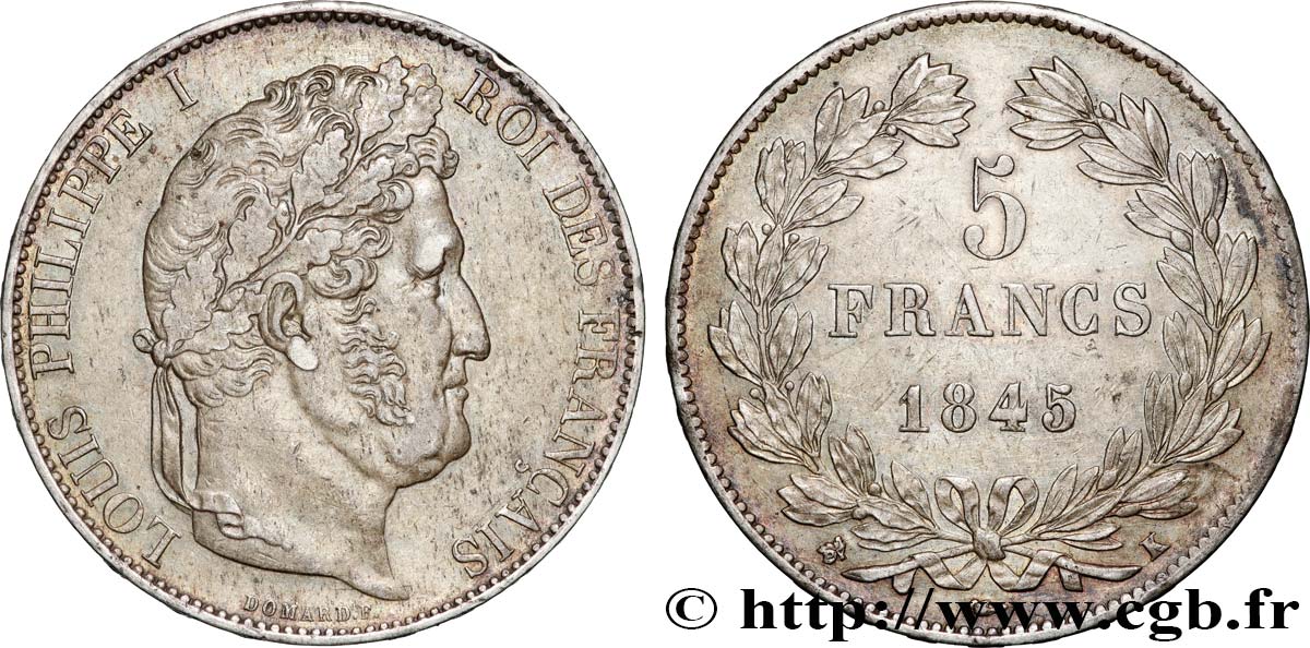 5 francs IIIe type Domard 1845 Bordeaux F.325/8 TTB53 