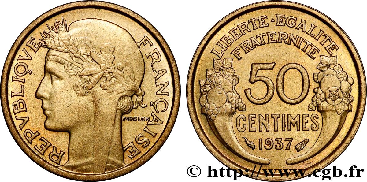 50 centimes Morlon 1937  F.192/13 fST63 
