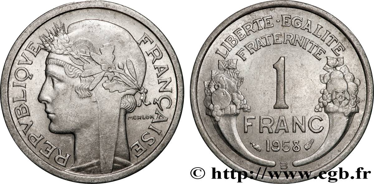 1 franc Morlon, légère 1958 Beaumont-Le-Roger F.221/22 VZ55 