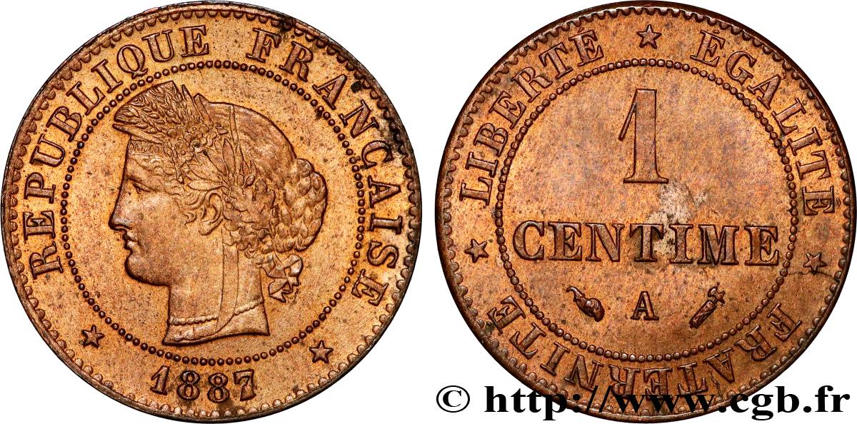 1 centime Cérès 1887 Paris F.104/14 AU58 