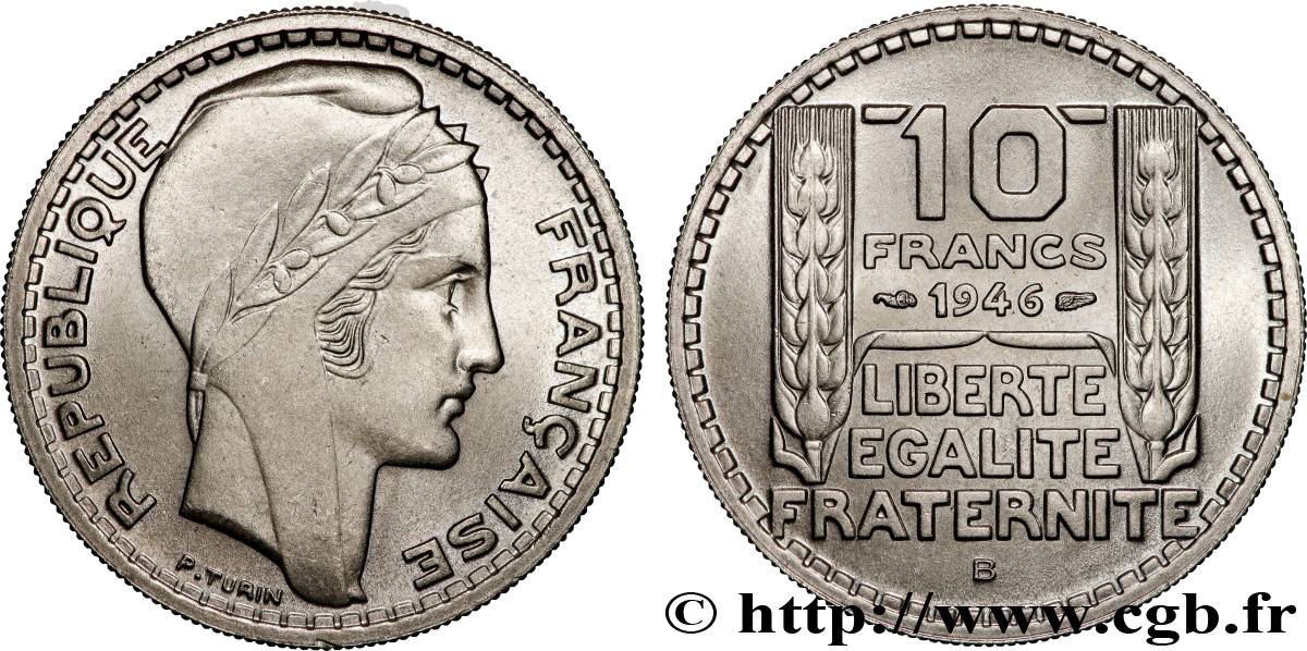 10 francs Turin, grosse tête, rameaux courts 1946 Beaumont-Le-Roger F.361A/3 MS60 