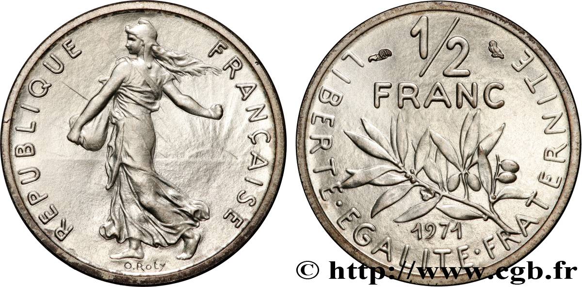 Piéfort Argent de 1/2 franc Semeuse 1971 Pessac GEM.91 P2 SPL 