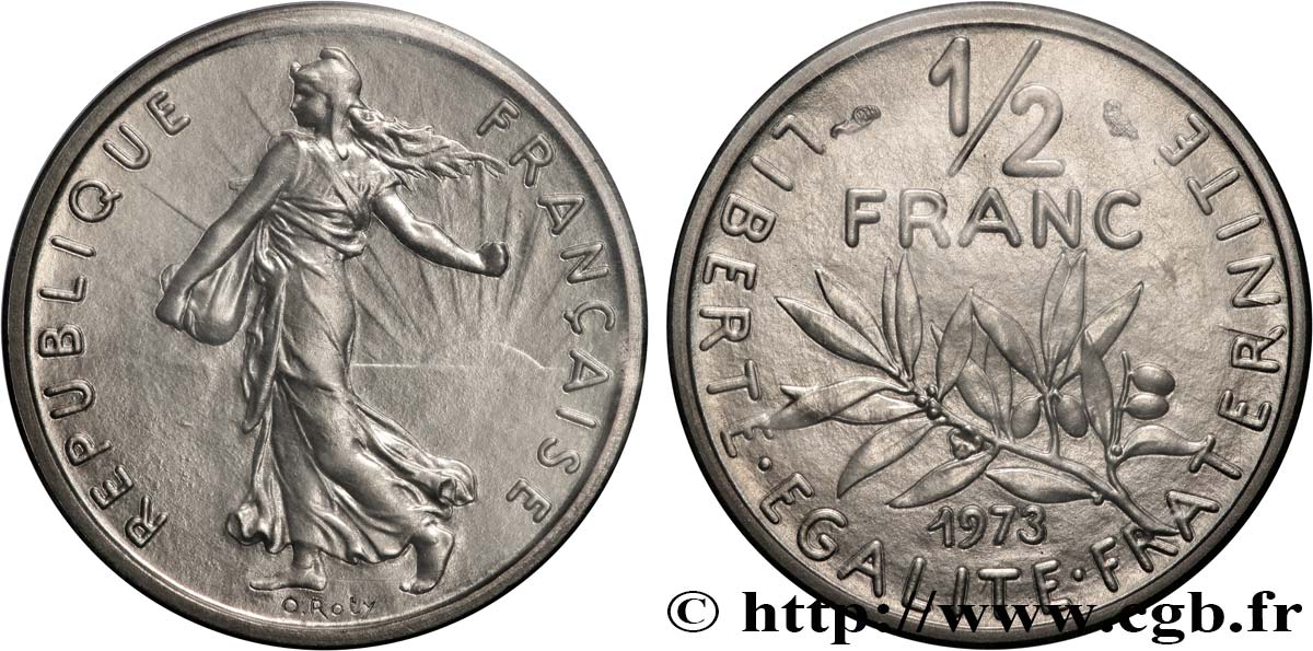 Piéfort nickel de 1/2 franc Semeuse 1973 Paris GEM.91 P1 MS 