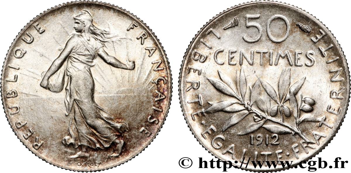 50 centimes Semeuse 1912 Paris F.190/19 MS63 
