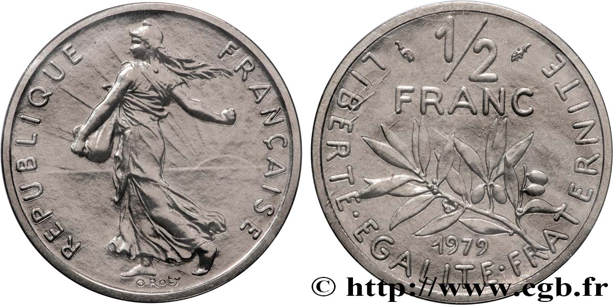 Piéfort nickel de 1/2 franc Semeuse 1979 Pessac GEM.91 P1 MS 