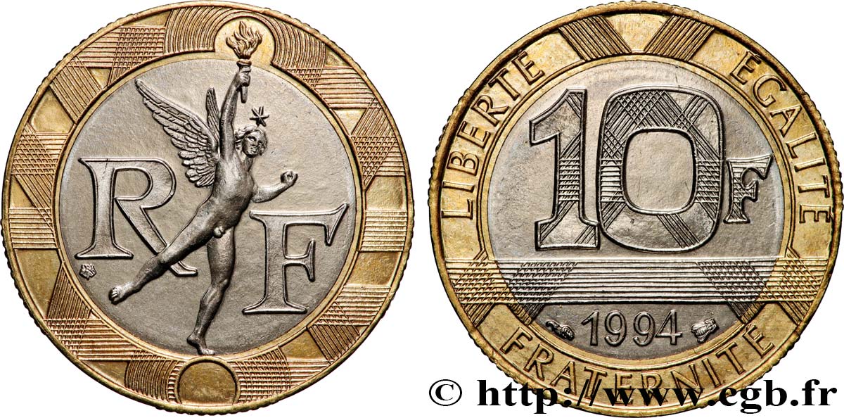 10 francs Génie de la Bastille, BU (Brillant Universel) 1994 Pessac F.375/11 FDC 
