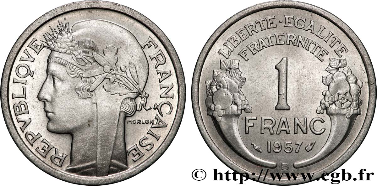 1 franc Morlon, légère 1957 Beaumont-Le-Roger F.221/20 MS63 