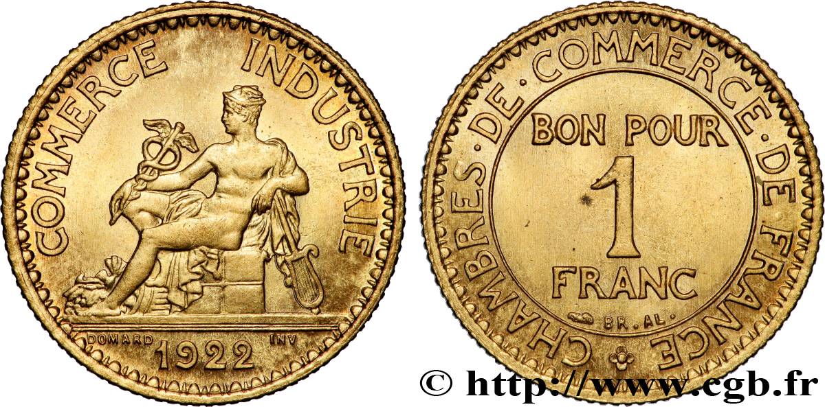 1 franc Chambres de Commerce 1922 Paris F.218/4 MS63 