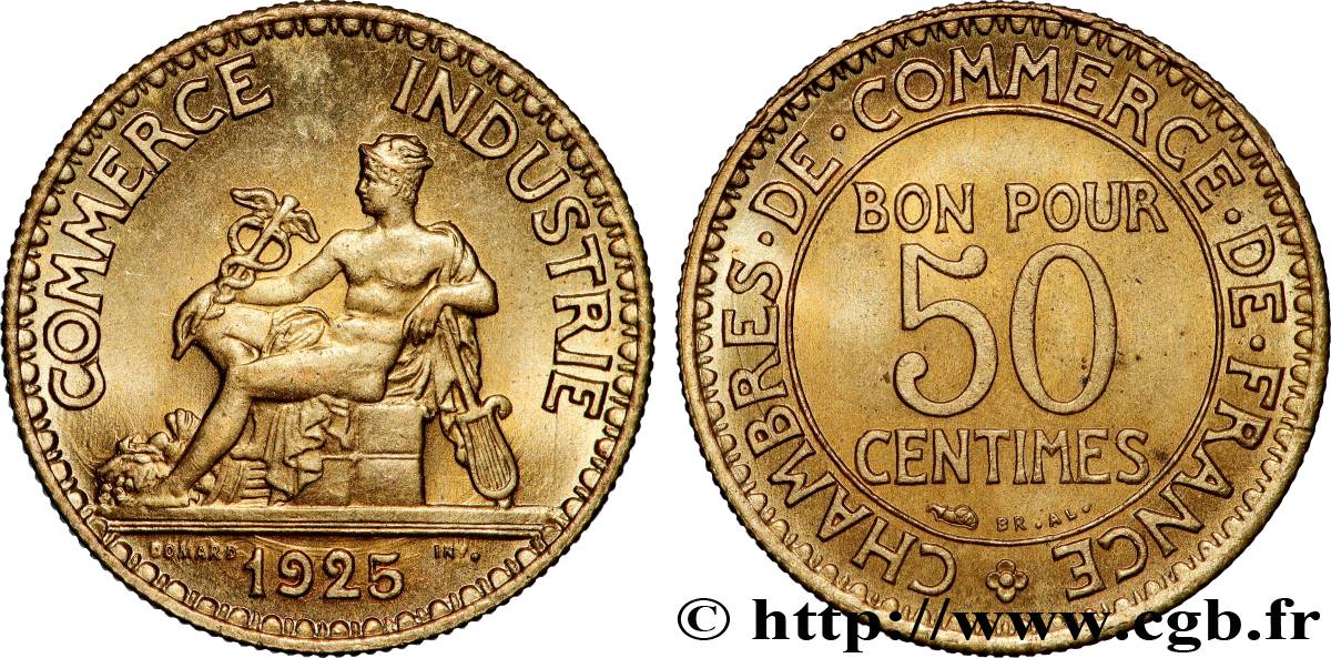 50 centimes Chambres de Commerce 1925 Paris F.191/7 FDC65 