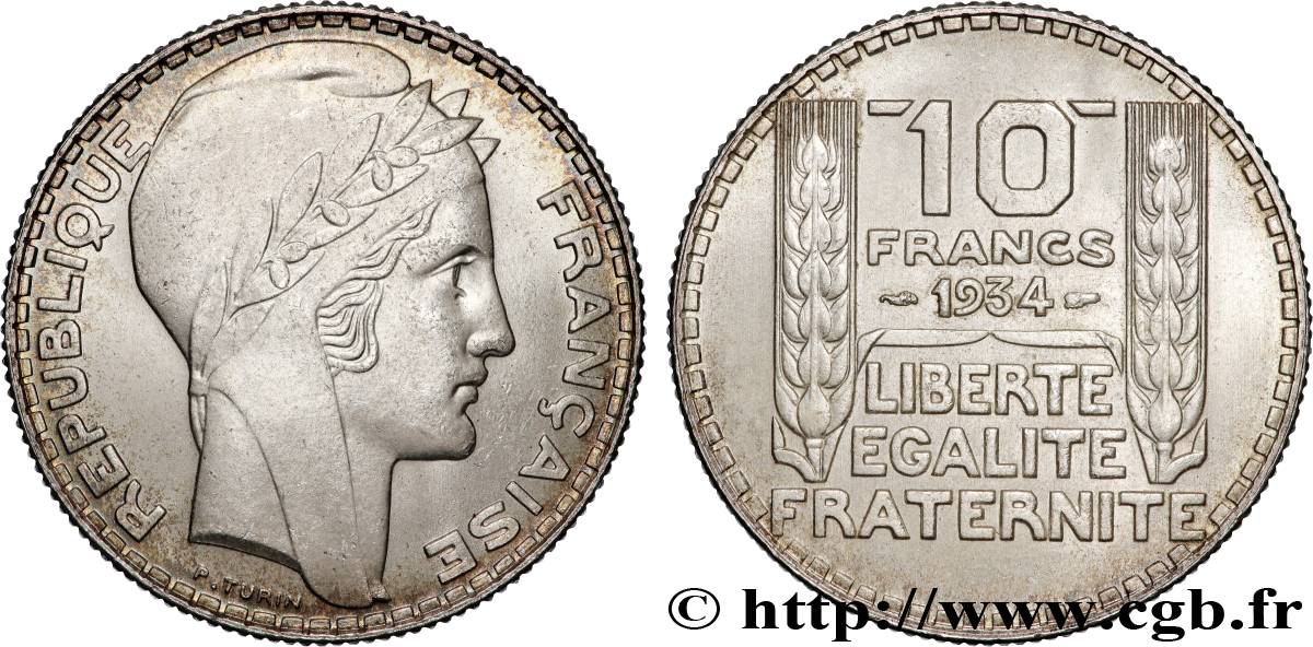 10 francs Turin 1934  F.360/7 MS63 