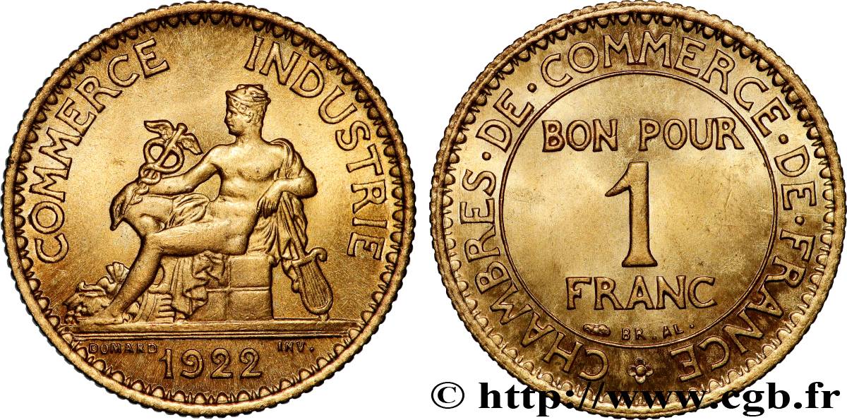 1 franc Chambres de Commerce 1922 Paris F.218/4 MS64 