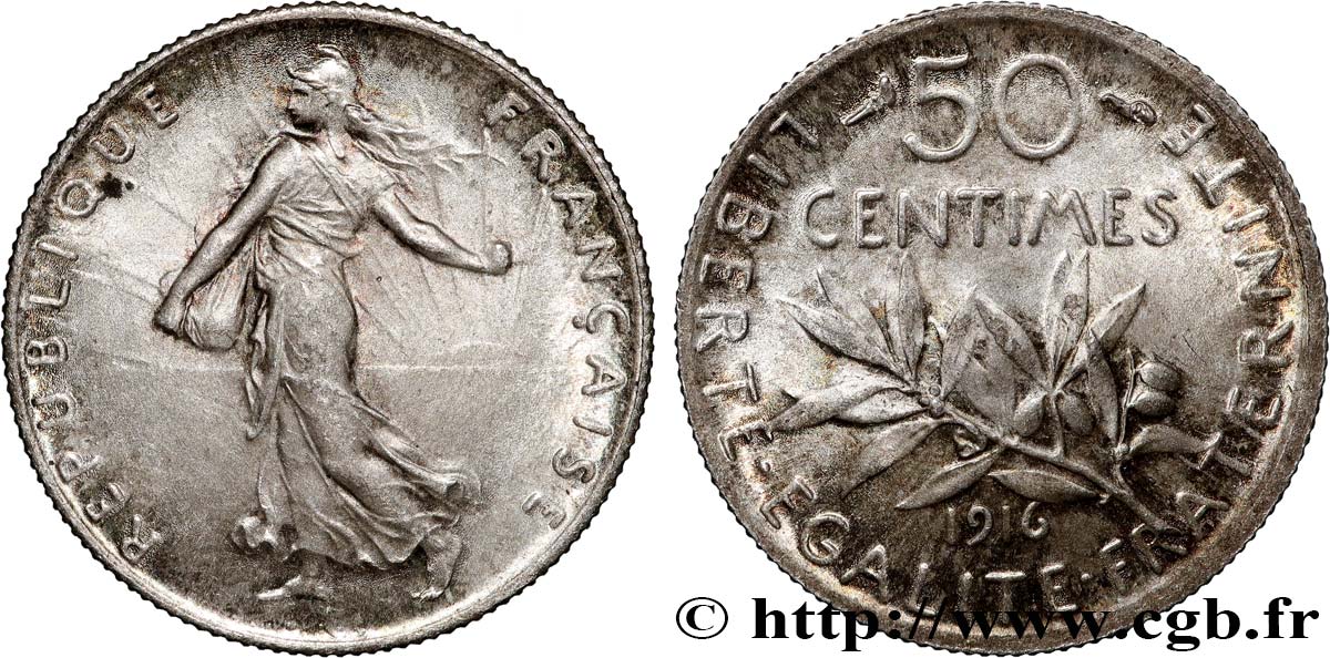 50 centimes Semeuse 1916  F.190/23 MS63 