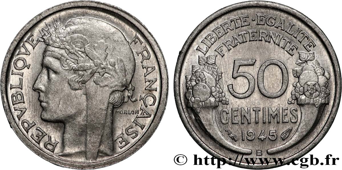 50 centimes Morlon, légère 1945 Beaumont-le-Roger F.194/6 SUP61 