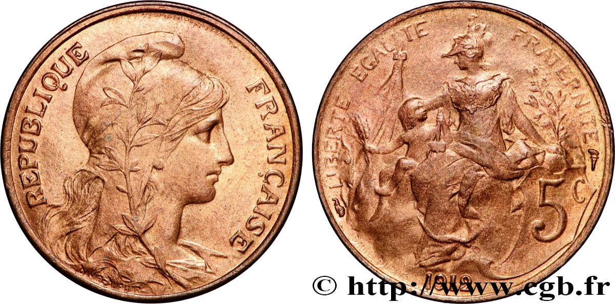 5 centimes Daniel-Dupuis 1912  F.119/24 MS63 