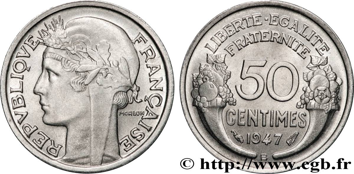 50 centimes Morlon, légère 1947 Beaumont-le-Roger F.194/11 FDC65 