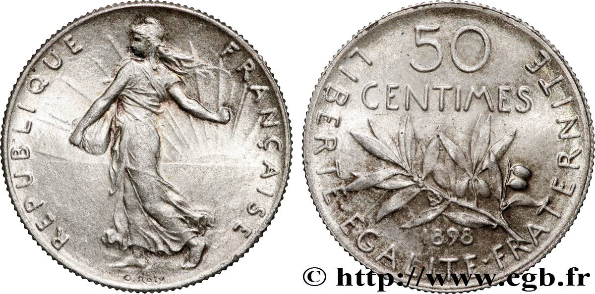 50 centimes Semeuse 1898 Paris F.190/3 MS63 