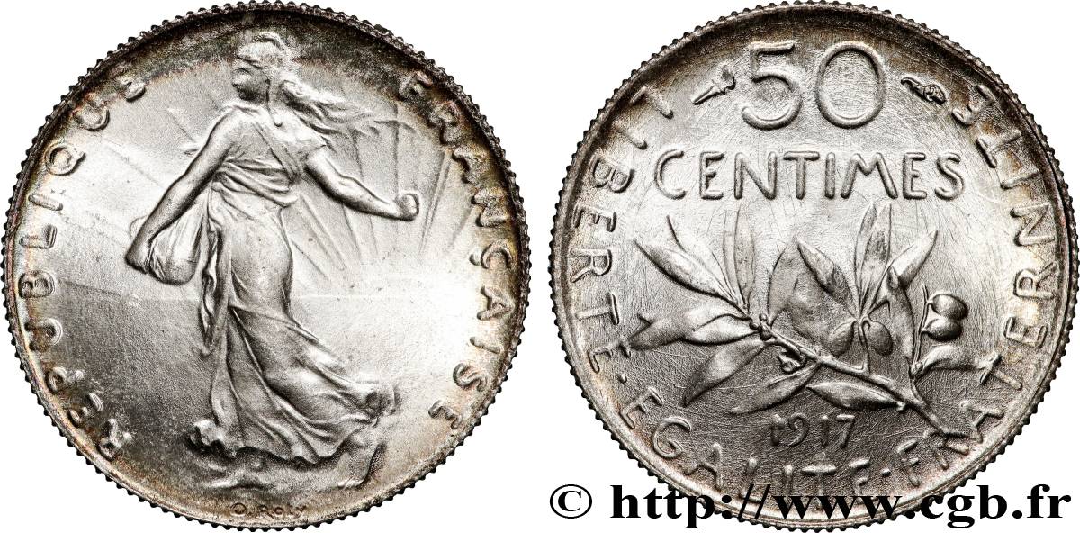 50 centimes Semeuse 1917  F.190/24 MS65 