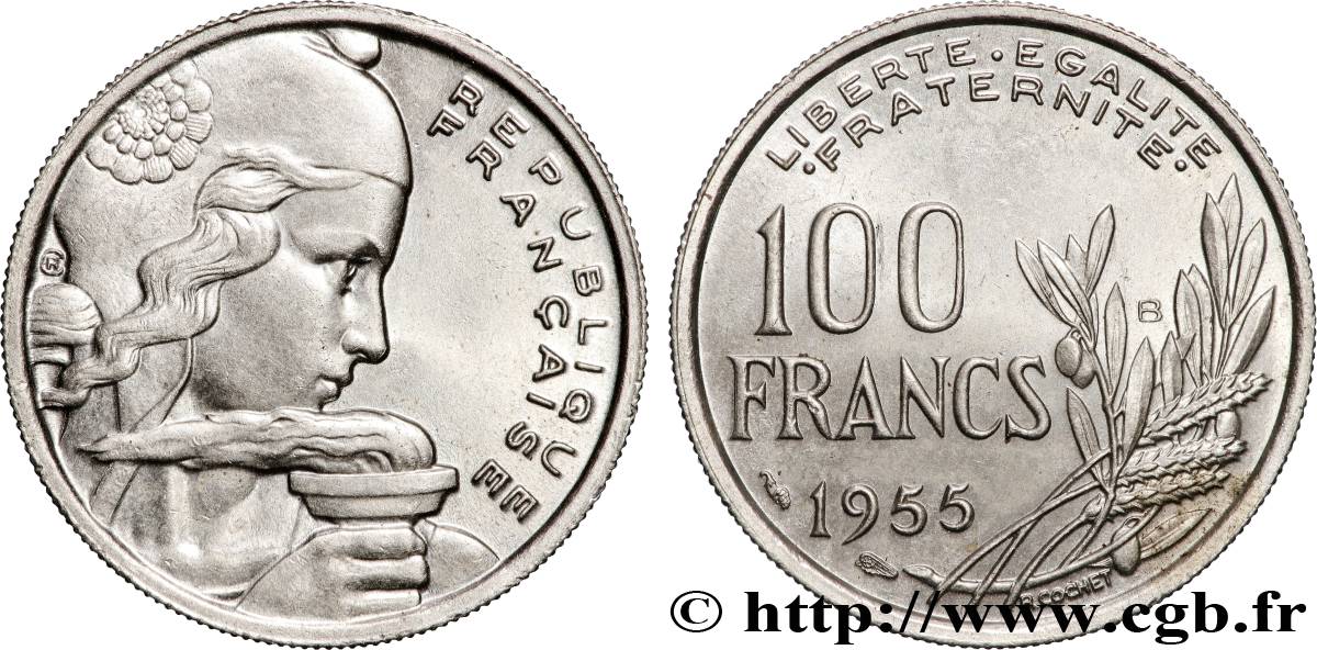 100 francs Cochet 1955 Beaumont-le-Roger F.450/6 MS63 
