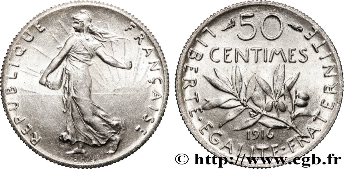 50 centimes Semeuse 1916  F.190/23 MS65 