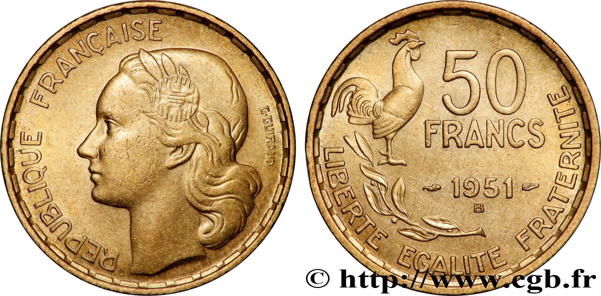 50 francs Guiraud 1951 Beaumont-Le-Roger F.425/6 MS62 