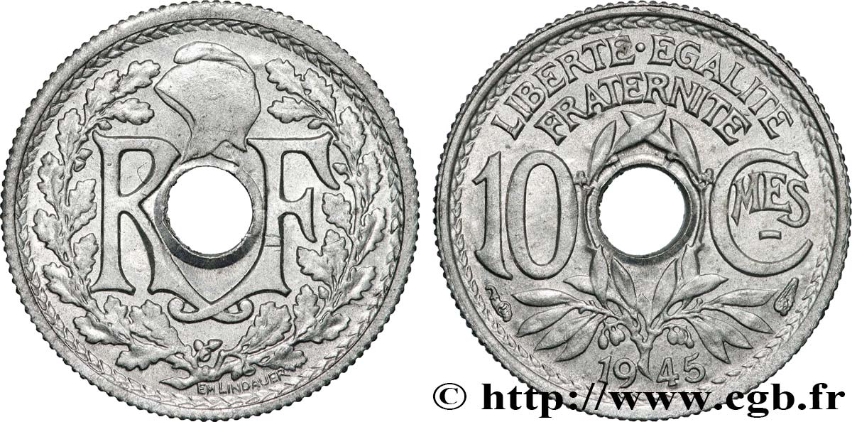 10 centimes Lindauer, petit module 1945  F.143/2 MS64 