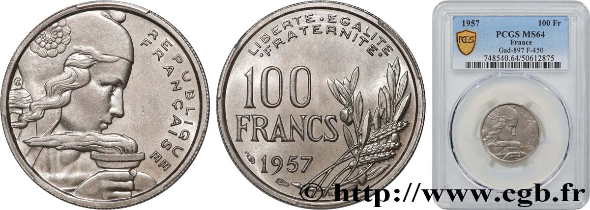 100 francs Cochet 1957  F.450/10 SPL64 PCGS