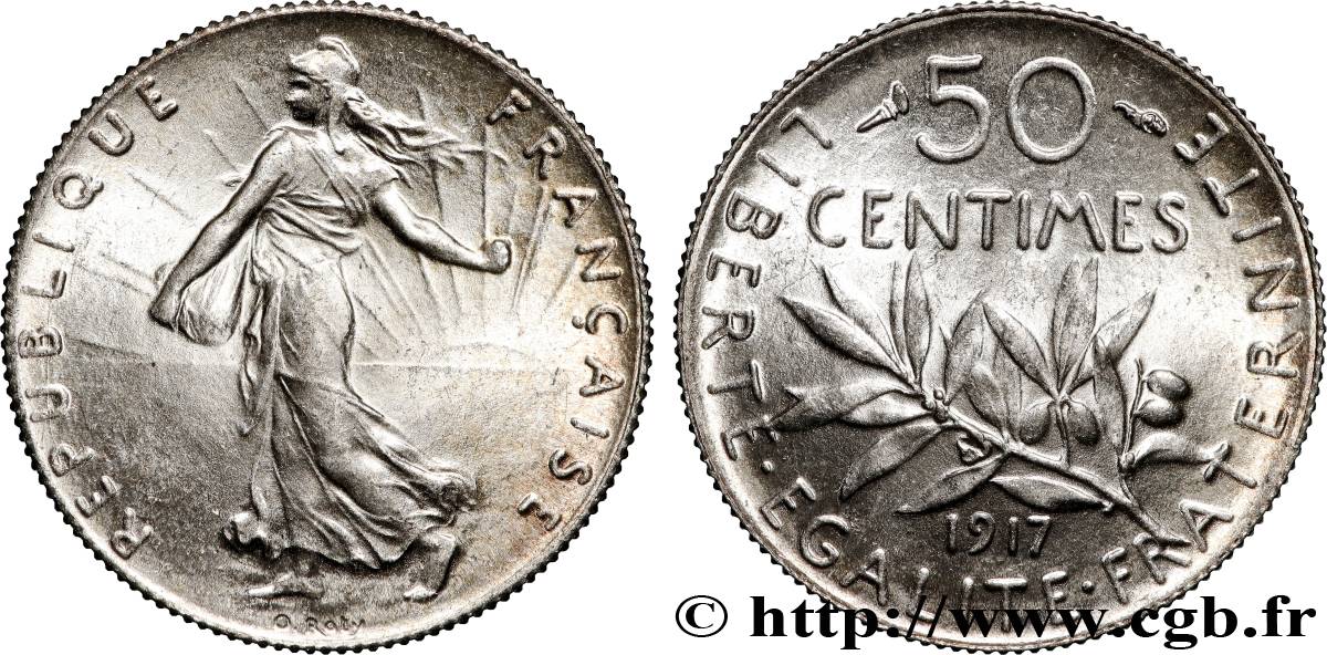 50 centimes Semeuse 1917  F.190/24 MS64 