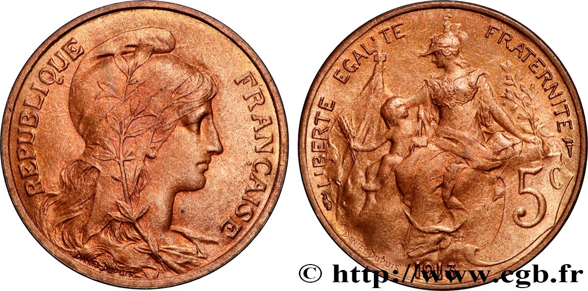 5 centimes Daniel-Dupuis 1913  F.119/25 MS63 