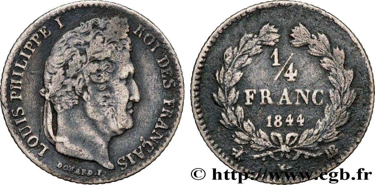 1/4 franc Louis-Philippe 1844 Strasbourg F.166/99 TB 