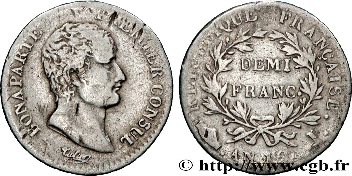 Demi-franc Bonaparte Premier Consul 1804 Limoges F.173/7 TB 