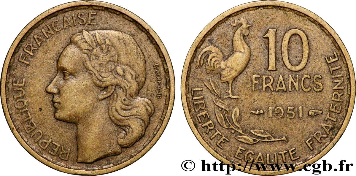 10 francs Guiraud 1951  F.363/4 TTB 