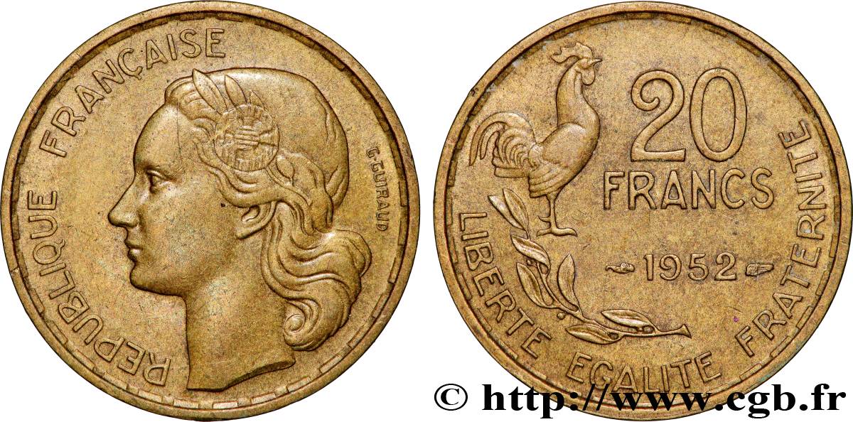 20 francs G. Guiraud 1952  F.402/9 SUP 