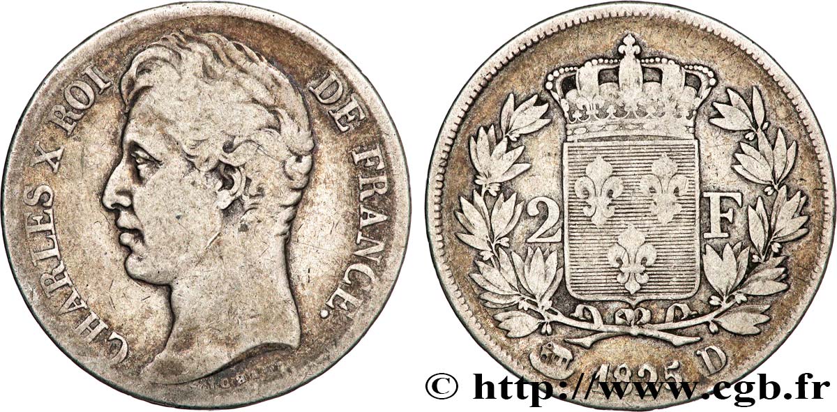 2 francs Charles X 1825 Lyon F.258/4 TB 