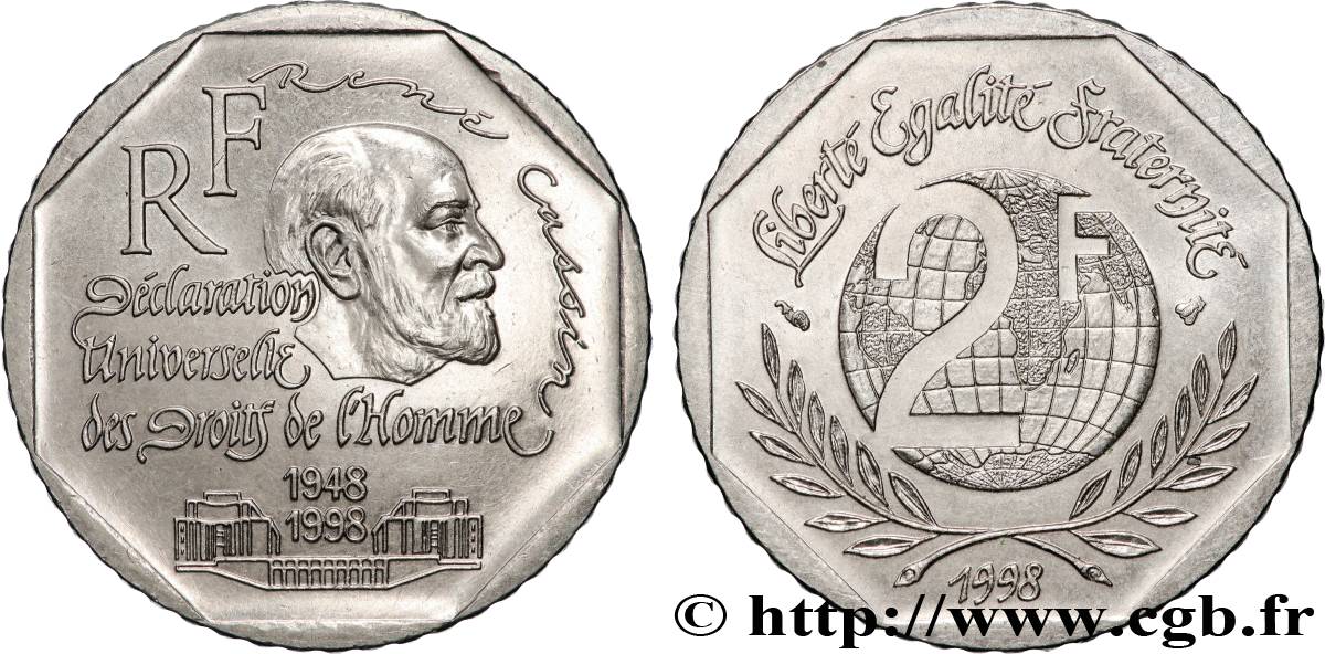 2 francs René Cassin 1998  F.276/2 SUP+ 