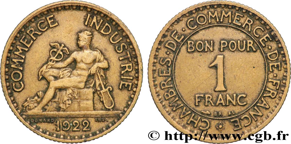 1 franc Chambres de Commerce 1922 Paris F.218/4 AU 