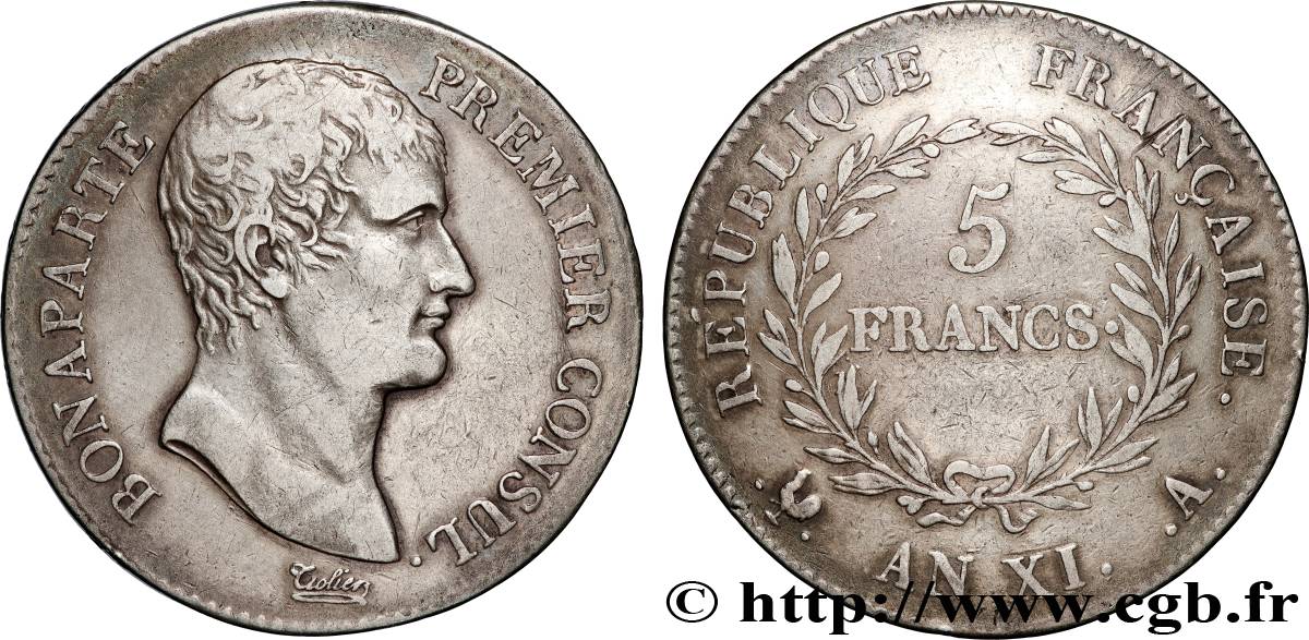 5 francs Bonaparte Premier Consul 1803 Paris F.301/1 TB+ 