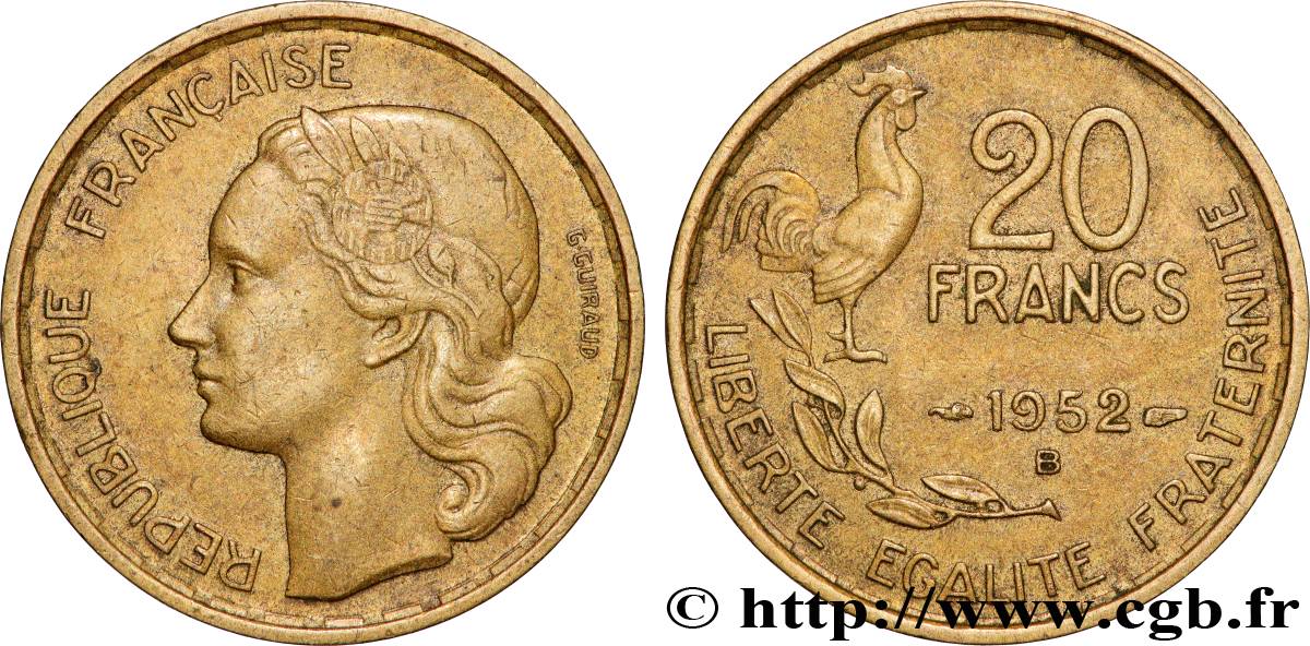 20 francs G. Guiraud 1952 Beaumont-Le-Roger F.402/10 SUP 