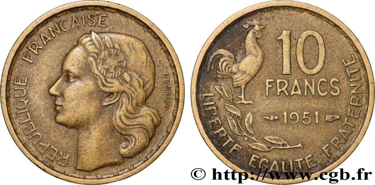 10 francs Guiraud 1951  F.363/4 TTB+ 