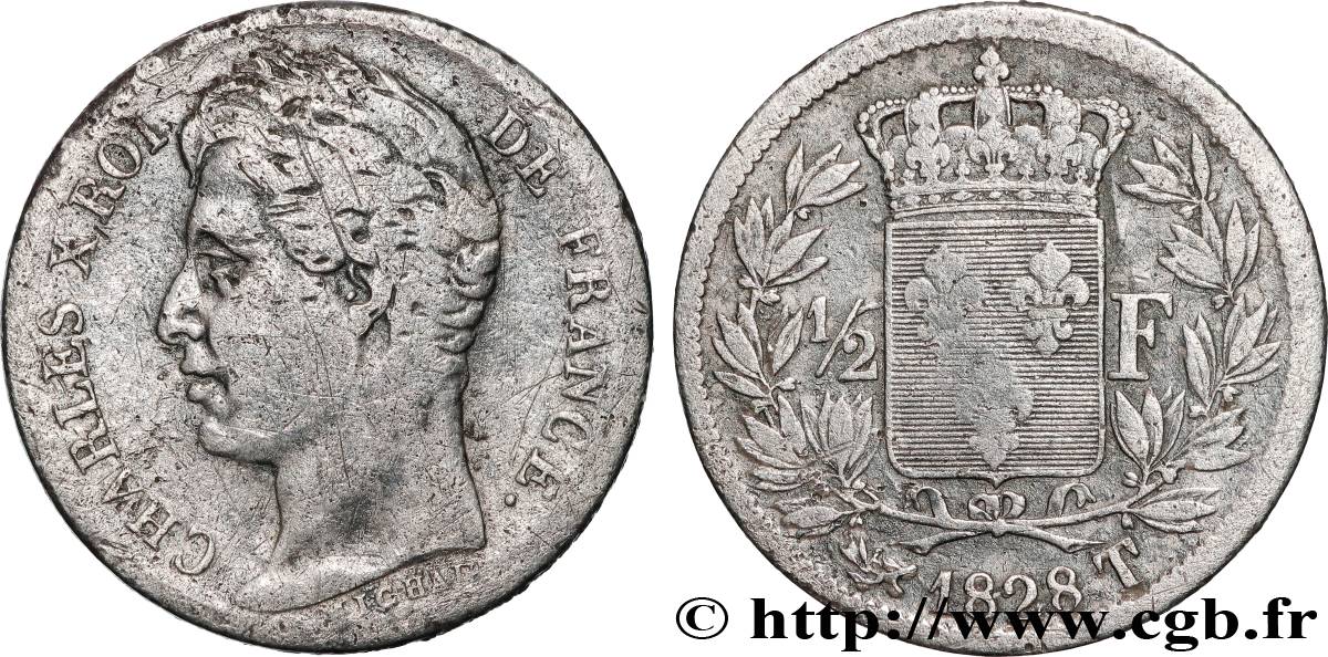 1/2 franc Charles X 1828 Nantes F.180/35 fS 